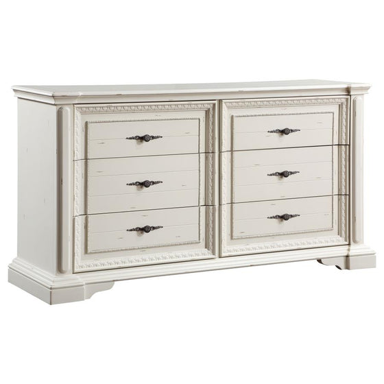 Evelyn Queen Bedroom Set with Headboard Lighting Antique White