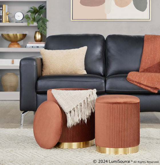 Marla - Nesting Pleated Ottoman Set