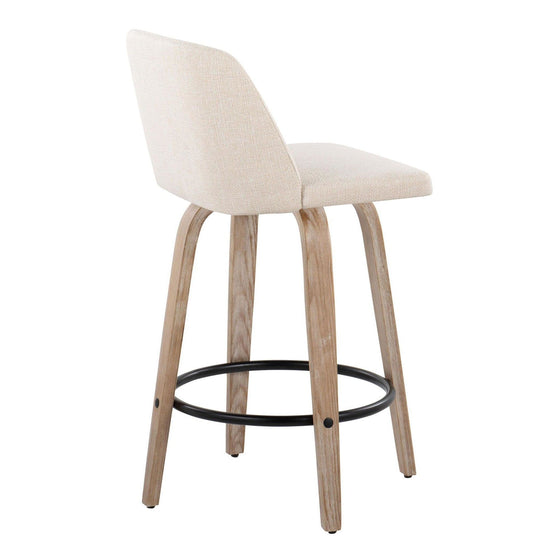 Toriano - 26" Fixed-height Counter Stool (Set of 2) - Cream Noise And Whitewashed