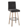 Hank - 30" Fixed-Height Barstool With Swivel And Round Black Metal Footrest (Set of 2) - Whitewashed Wood