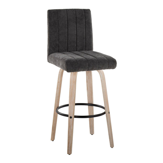 Hank - 30" Fixed-Height Barstool With Swivel And Round Black Metal Footrest (Set of 2) - Whitewashed Wood