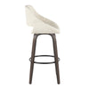 Fabrico - 30" Fixed-Height Barstool With Swivel And Round Black Metal Footrest (Set of 2) - Walnut Glazed Wood