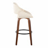 Fabrico - 30" Fixed-Height Barstool With Swivel And Round Black Metal Footrest (Set of 2) - Walnut Wood
