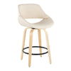 Fabrico - 26" Fixed-Height Counter Stool With Swivel And Round Black Metal Footrest (Set of 2) - Natural Wood