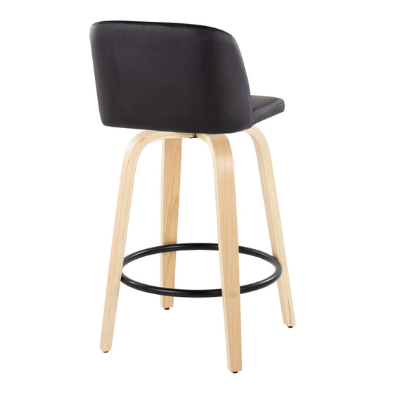 Toriano - 26" Fixed-height Counter Stool (Set of 2) - Black And Natural
