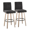 Hank - 30" Fixed-Height Barstool With Swivel And Round Black Metal Footrest (Set of 2) - Whitewashed Wood