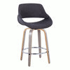 Fabrico - 26" Fixed-Height Counter Stool With Swivel And Round Chrome Metal Footrest (Set of 2) - Light Gray Wood