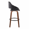 Fabrico - 30" Fixed-Height Barstool With Swivel And Round Black Metal Footrest (Set of 2) - Walnut Wood