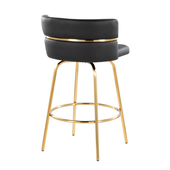 Cinch - 26" Fixed-Height Counter Stool With Swivel - Gold Metal Base (Set of 2)