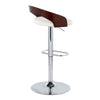 Grotto - Adjustable Barstool With Swivel And Rounded Rectangle Footrest (Set of 2) - Chrome Metal, Cherry Wood And White Faux Leather