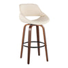 Fabrico - 30" Fixed-Height Barstool With Swivel And Round Black Metal Footrest (Set of 2) - Walnut Wood