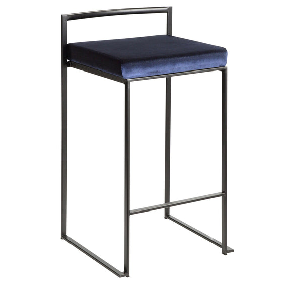 Fuji - Stackable Counter Stool With Cushion - Black Metal