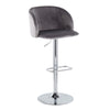 Fran - Adjustable Barstool With Swivel And Rounded Rectangle Footrest (Set of 2) - Chrome Metal And Gray Velvet