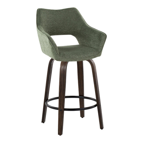 Mustang - 26" Fixed-Height Counter Stool With Swivel - Walnut Glazed Wood (Set of 2)