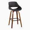 Fabrico - 30" Fixed-Height Barstool With Swivel And Square Black Metal Footrest (Set of 2) - Walnut Wood