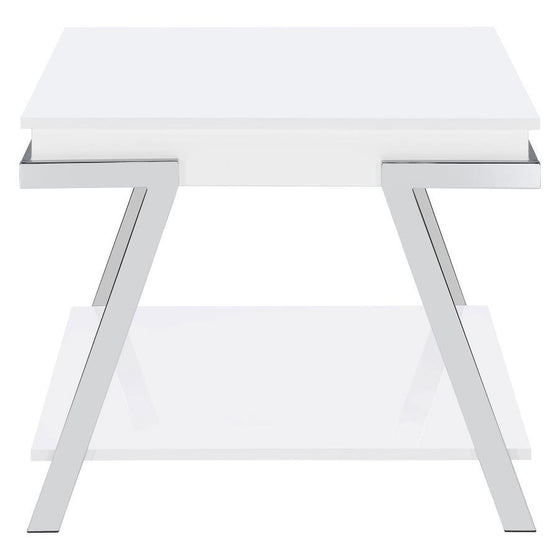 Marcia - Rectangular Side End Table - White High Gloss