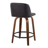Toriano - 24" Fixed-Height Counter Stool (Set of 2) - Walnut & Black Round Base