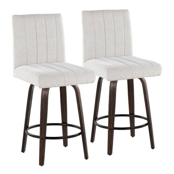 Hank - 26" Fixed-Height Counter Stool With Swivel And Round Black Metal Footrest (Set of 2) - Walnut Glazed Wood