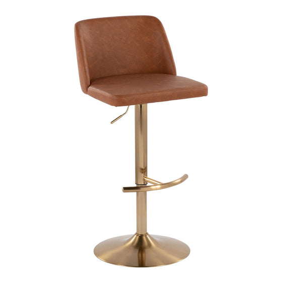 Toriano - Adjustable Barstool (Set of 2) - Gold Base
