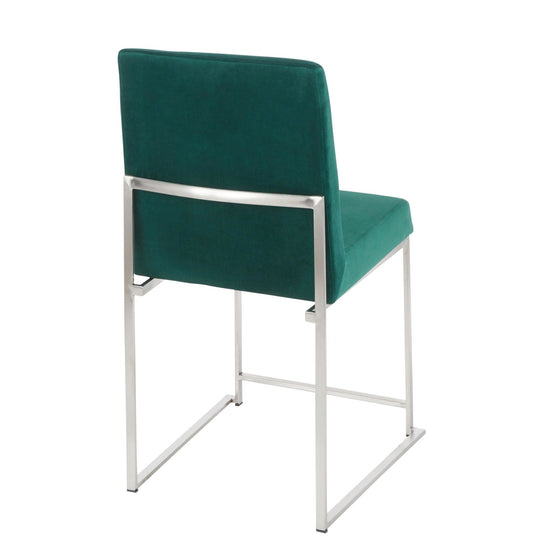 Fuji - High Back Dining Chair - Velvet Seat And Stainless Steel (Set of 2)