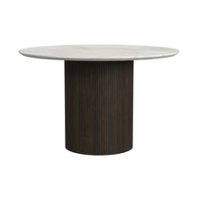 Sylvie - Round Dining Table (Top With Faux Marble And Base) - Dark Brown / White