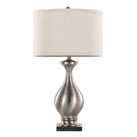 Pin - 28" Metal Table Lamp - Brushed Coal Metal And White Linen Shade From Grandview Gallery (Set of 2)