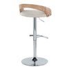 Grotto - Adjustable Barstool With Swivel And Rounded T Footrest (Set of 2) - Chrome Metal, White Washed Wood, And Oat Fabric