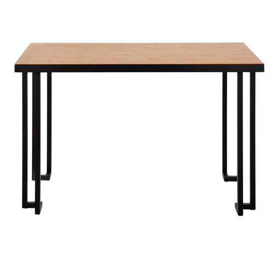 Roman - Desk - Black Steel With Natural Wood Top