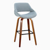 Fabrico - 30" Fixed-Height Barstool With Swivel And Square Black Metal Footrest (Set of 2) - Walnut Wood