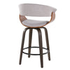 Vintage Mod - 26" Fixed-Height Counter Stool With Swivel - Walnut Glazed Wood And Stone Fabric With Walnut Wood Accents And Round Black Metal Footrest (Set of 2)