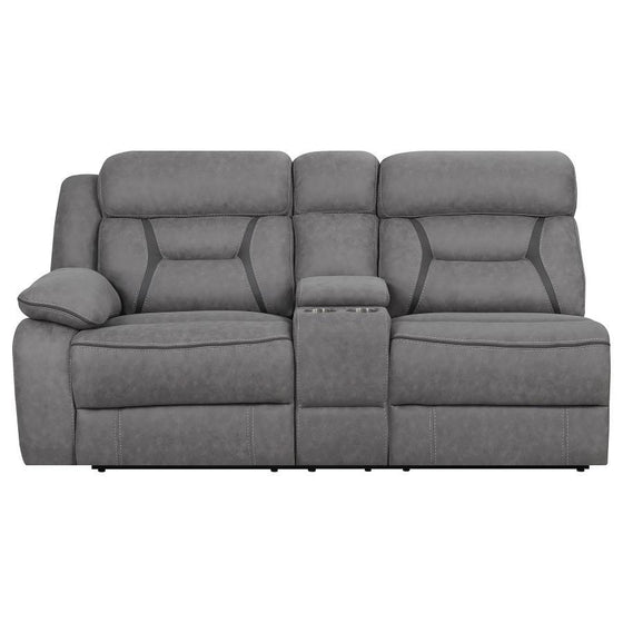 Higgins - Upholstered LAF Power Loveseat - Gray