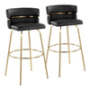 Cinch - 30" Fixed-Height Barstool With Swivel And Round Footrest (Set of 2) - Gold Metal