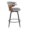 Gardenia - 25" Fixed-Height Counter Stool With Swivel And Rounded Black Metal Footrest (Set of 2) - Black Metal, Walnut Wood
