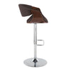 Curvo - Adjustable Barstool With Swivel And Rounded Rectangle Footrest (Set of 2) - Chrome Metal, Walnut Wood