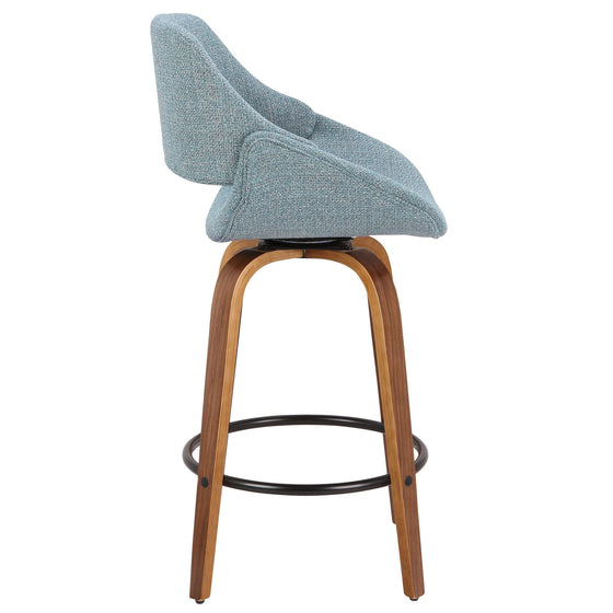 Fabrico - 26" Fixed-Height Counter Stool With Swivel And Round Black Metal Footrest (Set of 2) - Walnut Glazed Wood