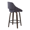 Fabrico - 26" Fixed-Height Counter Stool With Swivel And Round Black Metal Footrest (Set of 2) - Walnut Glazed Wood