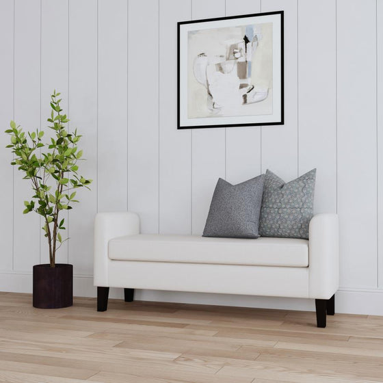 Rex - Fabric Upholstered Accent Bench With Armrests - Vanilla