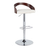 Grotto - Adjustable Barstool With Swivel And Rounded Rectangle Footrest (Set of 2) - Chrome Metal, Cherry Wood And White Faux Leather