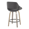 Fabrico - 26" Fixed-Height Counter Stool With Swivel And Round Black Metal Footrest (Set of 2) - Light Gray Wood