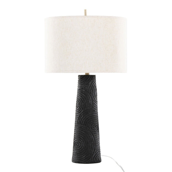 Kona - 31" Polyresin Table Lamp - Matte Black Polyresin, Brass And Natural Linen Shade from Grandview Gallery (Set of 2)