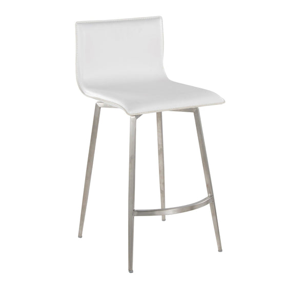 Mara - 26" Upholstered Fixed-Height Counter Stool With Swivel (Set of 2) - Stainless Steel