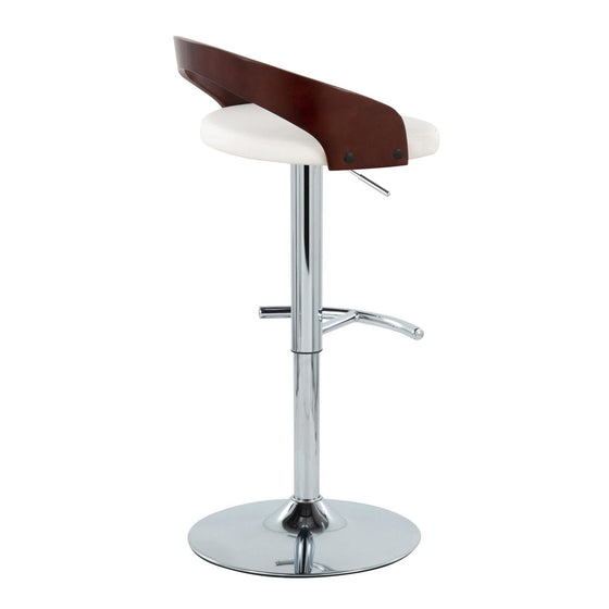 Grotto - Adjustable Barstool (Set of 2) - Chrome Base, Walnut Backrest