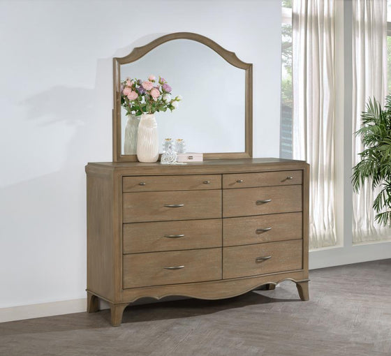 Revello - 8-Drawer Bedroom Dresser With Mirror - Washed Mango
