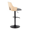 Stella - Adjustable Barstool (Set of 2) - Balck Base & Natural Backrest