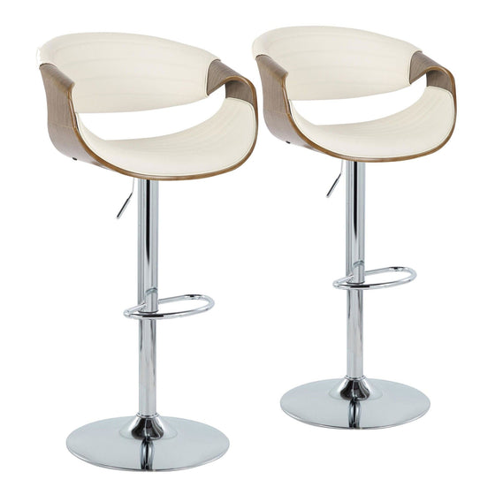 Symphony - Adjustable Barstool (Set of 2) - Chrome Base & Gray Backrest
