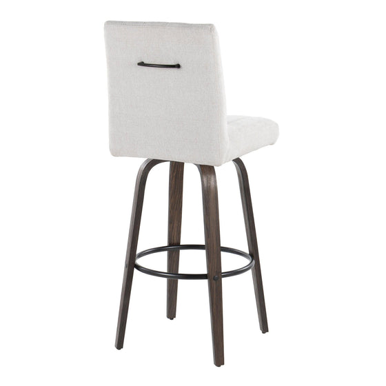 Hank - 30" Fixed-Height Barstool With Swivel And Round Black Metal Footrest (Set of 2) - Walnut Glazed Wood