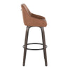 Hannah - 30" Fixed-Height Barstool With Swivel And Round Black Metal Footrest (Set of 2) - Walnut Glazed Wood