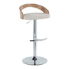 Grotto - Adjustable Barstool With Swivel And Rounded T Footrest (Set of 2) - Chrome Metal, White Washed Wood, And Oat Fabric