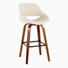 Fabrico - 30" Fixed-Height Barstool With Swivel And Square Black Metal Footrest (Set of 2) - Walnut Wood