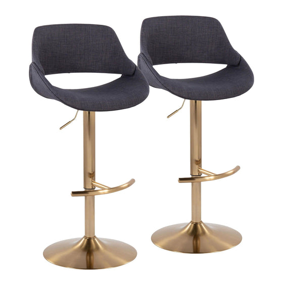 Fabrico - Adjustable Barstool With Swivel And Rounded T Footrest (Set of 2) - Gold Metal